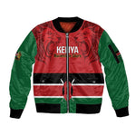 Custom Kenya Football Sleeve Zip Bomber Jacket Go Harambee Stars African Pattern