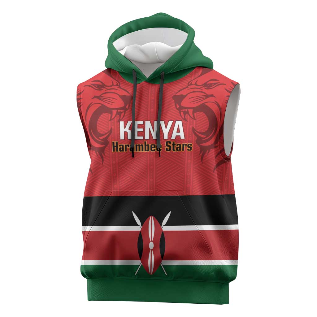 Custom Kenya Football Sleeveless Hoodie Go Harambee Stars African Pattern - African Pride