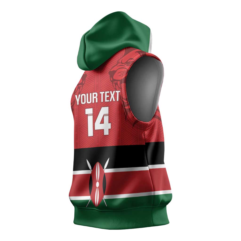 Custom Kenya Football Sleeveless Hoodie Go Harambee Stars African Pattern - African Pride