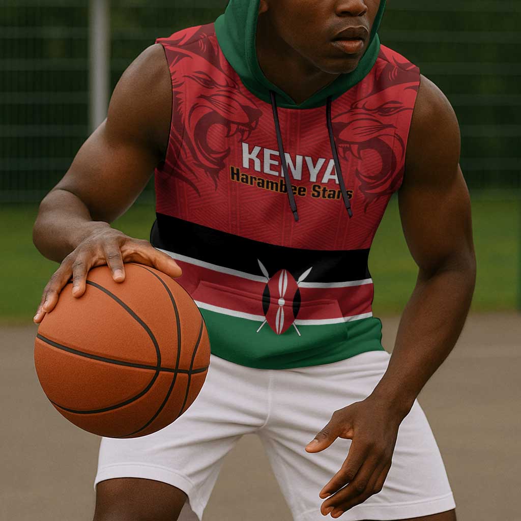 Custom Kenya Football Sleeveless Hoodie Go Harambee Stars African Pattern - African Pride