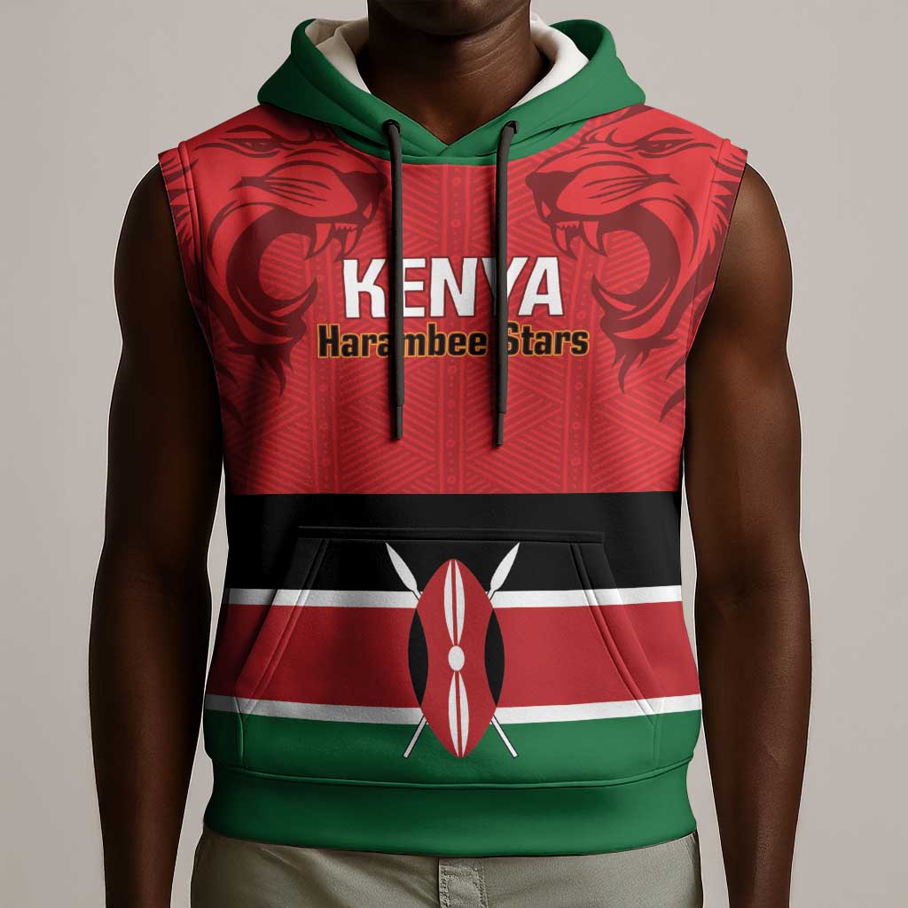 Custom Kenya Football Sleeveless Hoodie Go Harambee Stars African Pattern - African Pride