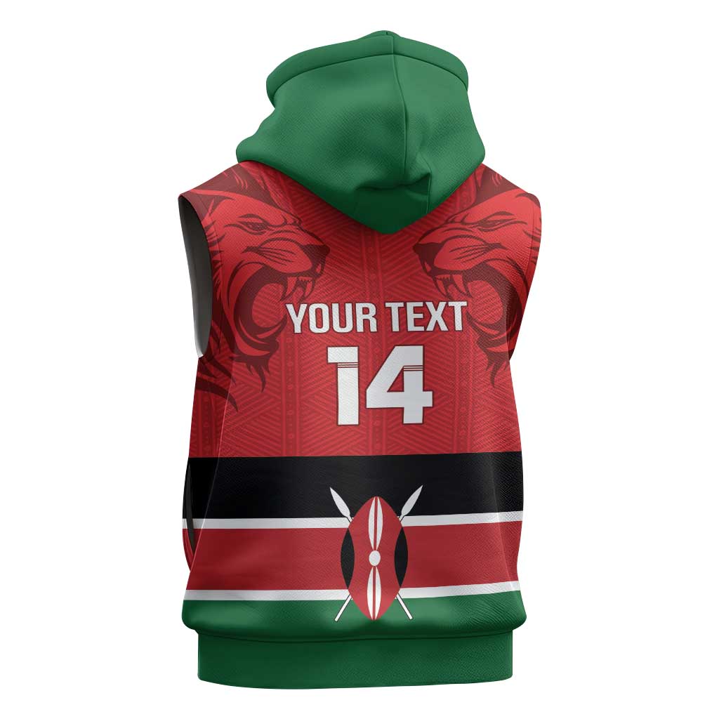 Custom Kenya Football Sleeveless Zip Hoodie Go Harambee Stars African Pattern - African Pride
