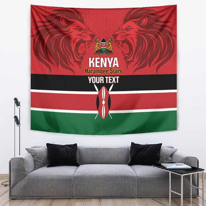 Custom Kenya Football Tapestry Go Harambee Stars African Pattern