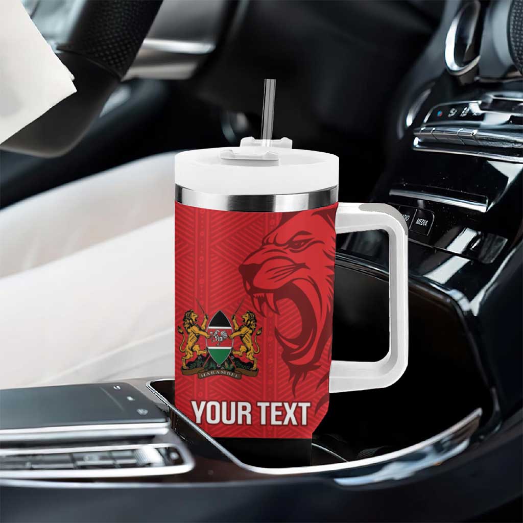 Custom Kenya Football Tumbler With Handle Go Harambee Stars African Pattern