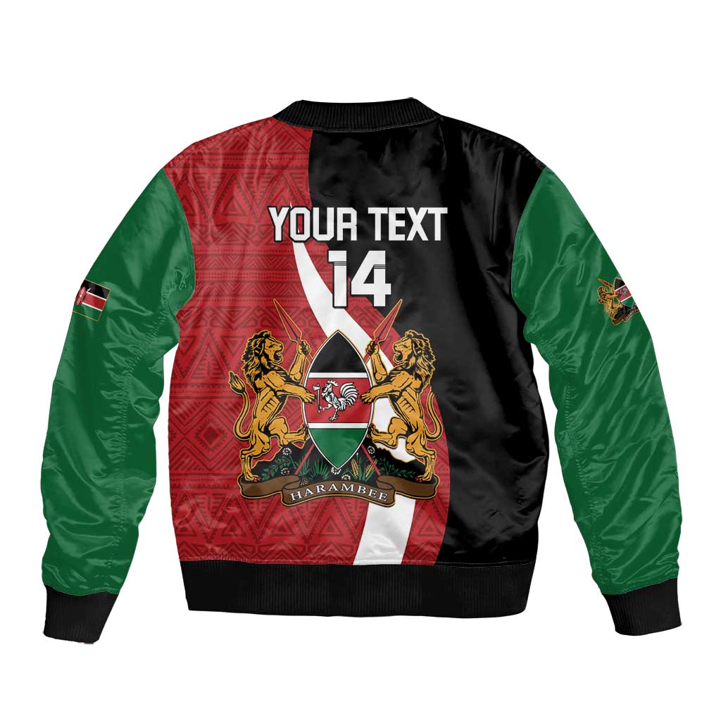 Custom Kenya Football Bomber Jacket Maasai Shield Coat Of Arms Style