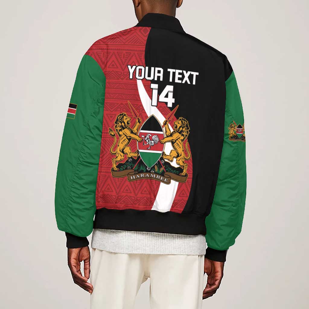 Custom Kenya Football Bomber Jacket Maasai Shield Coat Of Arms Style