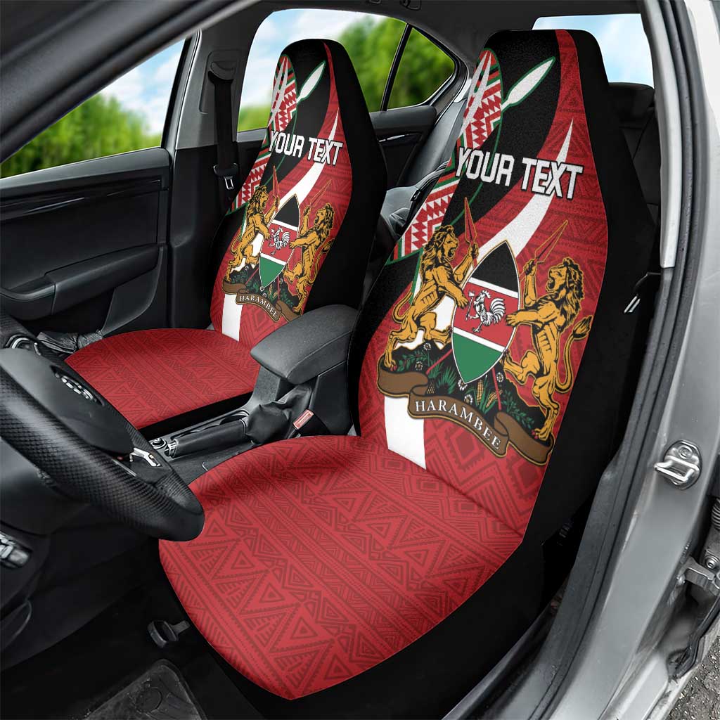 Custom Kenya Football Car Seat Cover Maasai Shield Coat Of Arms Style