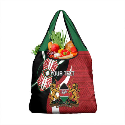 Custom Kenya Football Grocery Bag Maasai Shield Coat Of Arms Style
