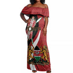 Custom Kenya Football Off Shoulder Maxi Dress Maasai Shield Coat Of Arms Style