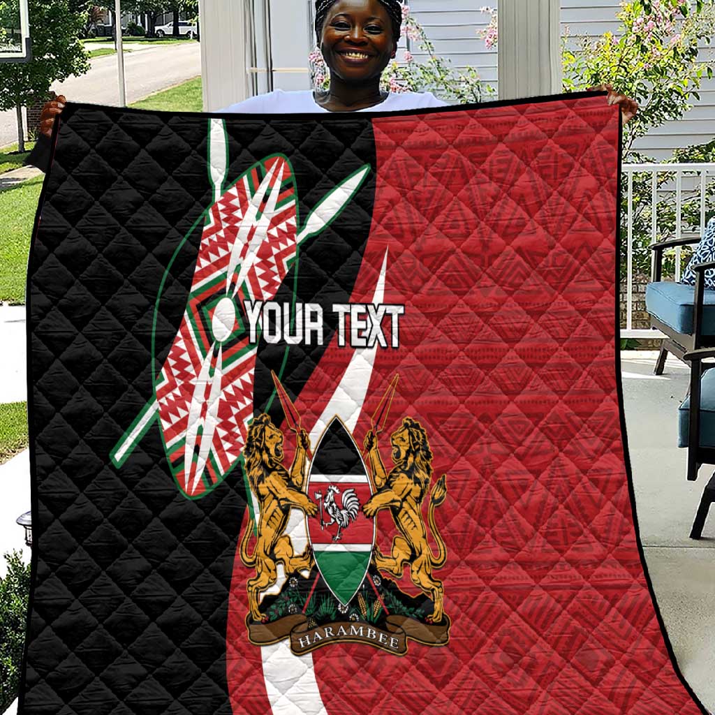 Custom Kenya Football Quilt Maasai Shield Coat Of Arms Style