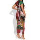 Custom Kenya Football Short Sleeve Bodycon Dress Maasai Shield Coat Of Arms Style LT14