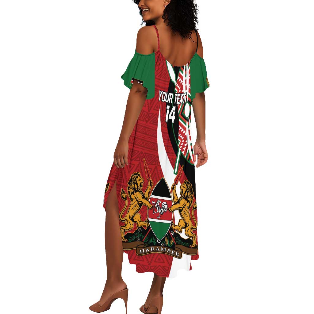 Custom Kenya Football Summer Maxi Dress Maasai Shield Coat Of Arms Style