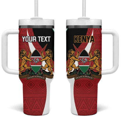 Custom Kenya Football Tumbler With Handle Maasai Shield Coat Of Arms Style