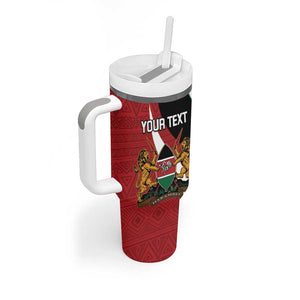 Custom Kenya Football Tumbler With Handle Maasai Shield Coat Of Arms Style