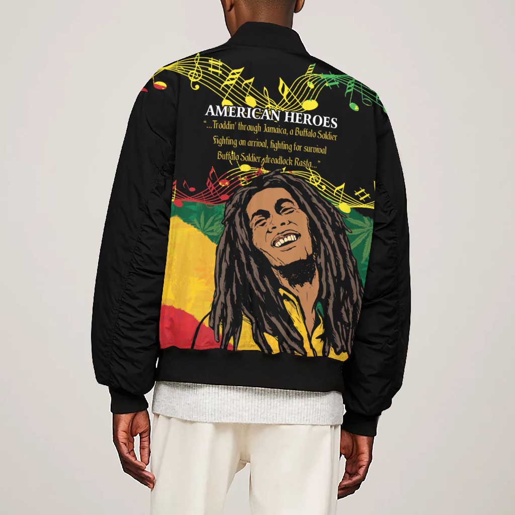 Afro Legend Bob Buffalo Soldier Bomber Jacket American Heroes Reggae Style