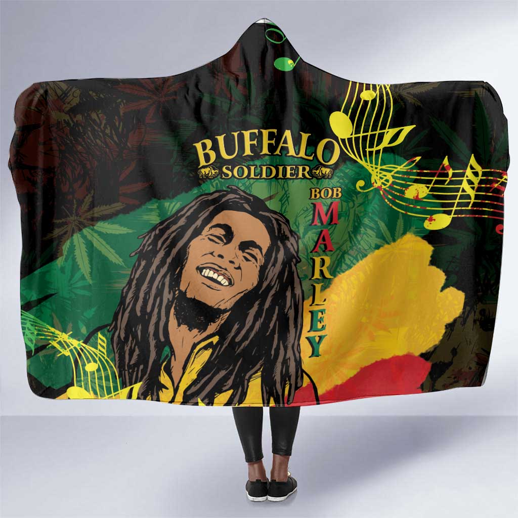 Afro Legend Bob Buffalo Soldier Hooded Blanket American Heroes Reggae Style