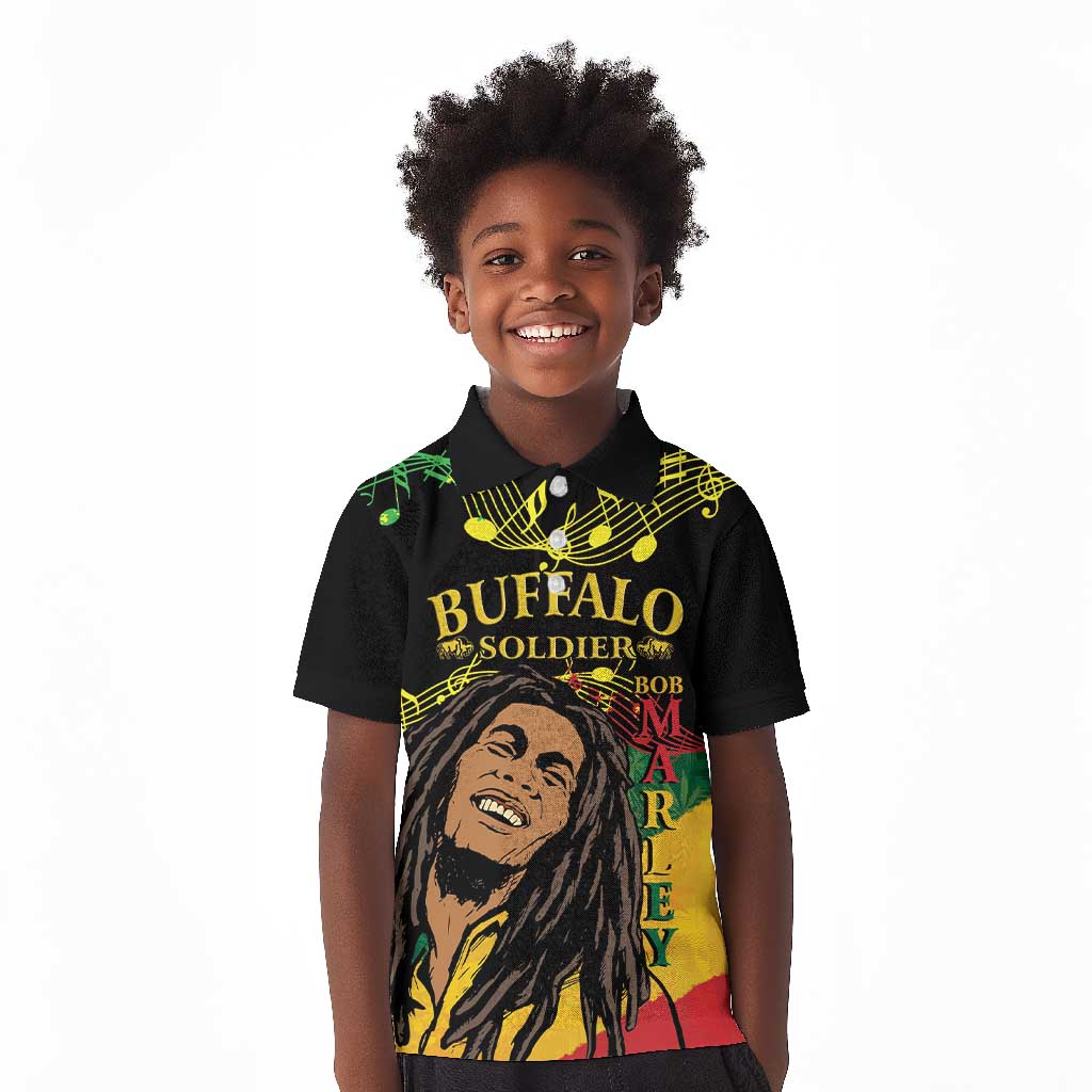 Afro Legend Bob Buffalo Soldier Kid Polo Shirt American Heroes Reggae Style