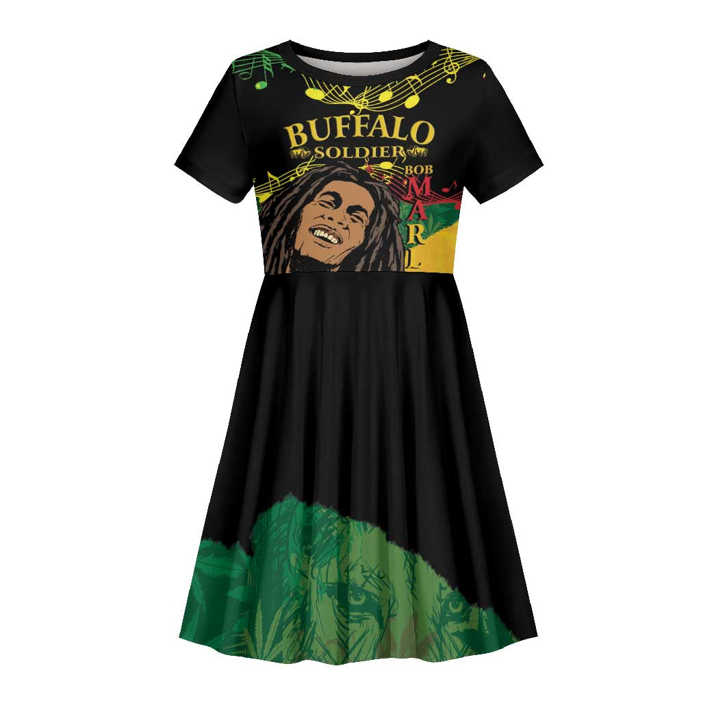 Afro Legend Bob Buffalo Soldier Kid Short Sleeve Dress American Heroes Reggae Style