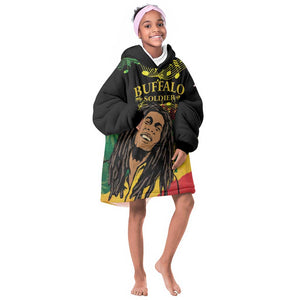 Afro Legend Bob Buffalo Soldier KId Wearable Blanket Hoodie American Heroes Reggae Style