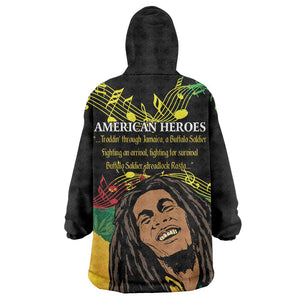 Afro Legend Bob Buffalo Soldier KId Wearable Blanket Hoodie American Heroes Reggae Style