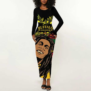 Afro Legend Bob Buffalo Soldier Long Sleeve Bodycon Dress American Heroes Reggae Style