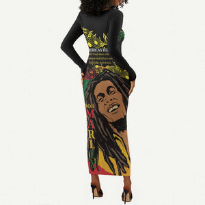 Afro Legend Bob Buffalo Soldier Long Sleeve Bodycon Dress American Heroes Reggae Style