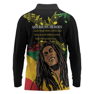 Afro Legend Bob Buffalo Soldier Long Sleeve Polo Shirt American Heroes Reggae Style