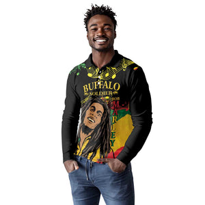 Afro Legend Bob Buffalo Soldier Long Sleeve Polo Shirt American Heroes Reggae Style