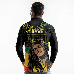 Afro Legend Bob Buffalo Soldier Long Sleeve Polo Shirt American Heroes Reggae Style