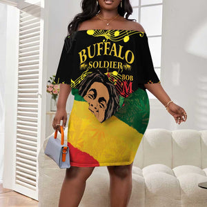 Afro Legend Bob Buffalo Soldier Off Shoulder Short Dress American Heroes Reggae Style