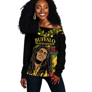 Afro Legend Bob Buffalo Soldier Off Shoulder Sweater American Heroes Reggae Style