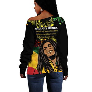 Afro Legend Bob Buffalo Soldier Off Shoulder Sweater American Heroes Reggae Style