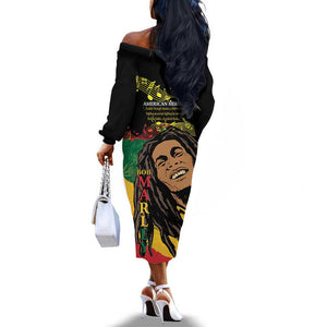 Afro Legend Bob Buffalo Soldier Off The Shoulder Long Sleeve Dress American Heroes Reggae Style