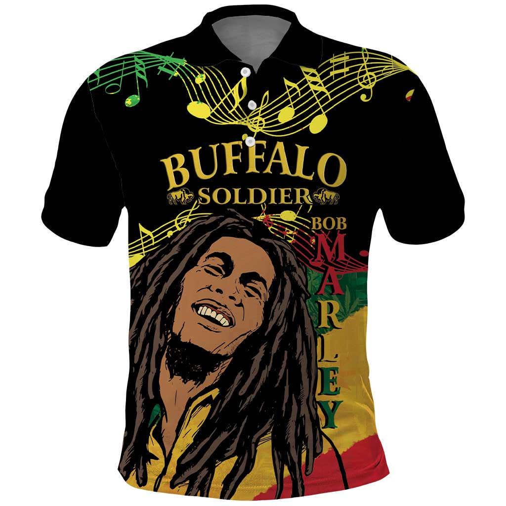 Afro Legend Bob Buffalo Soldier Polo Shirt American Heroes Reggae Style