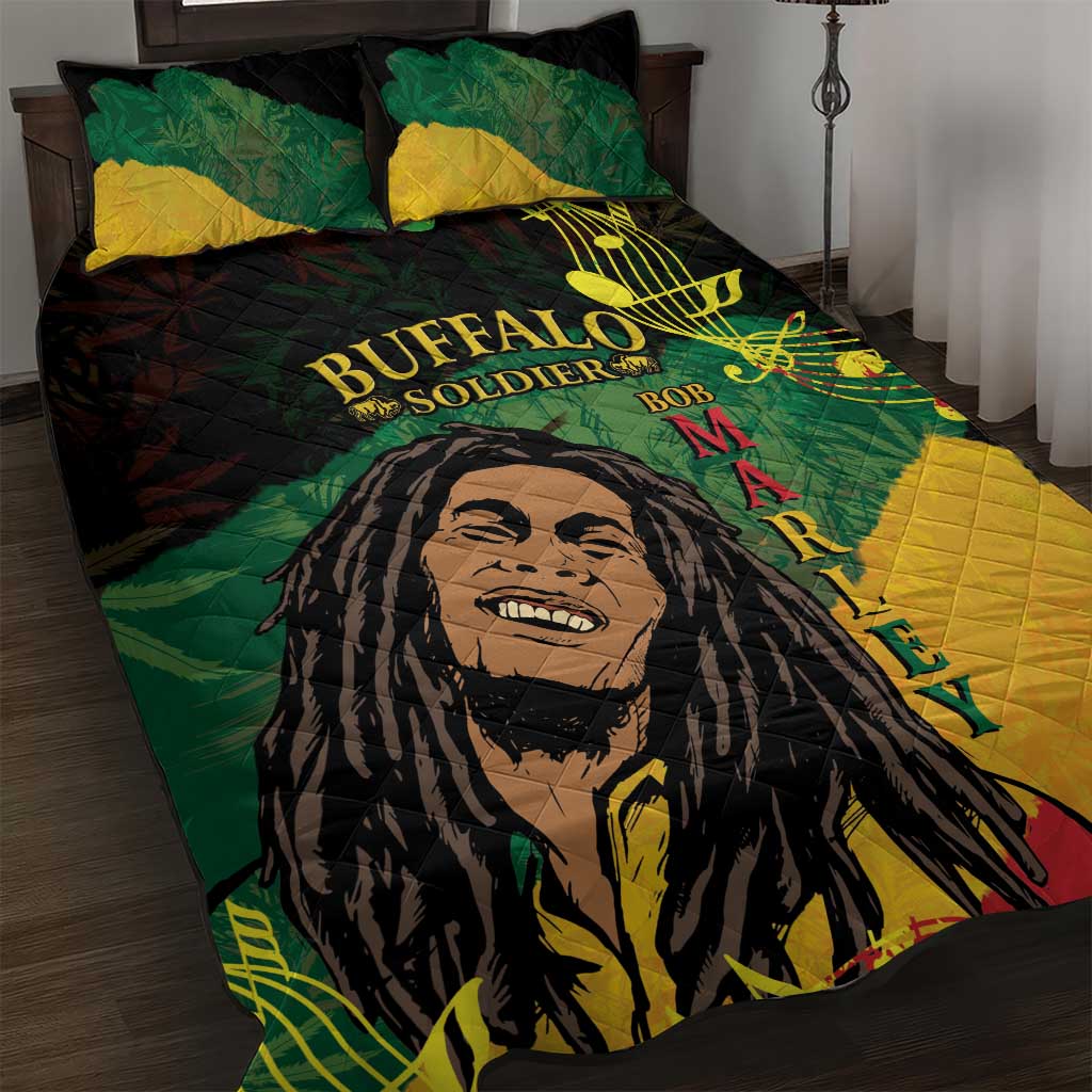 Afro Legend Bob Buffalo Soldier Quilt Bed Set American Heroes Reggae Style