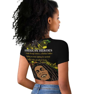 Afro Legend Bob Buffalo Soldier Raglan Cropped T shirt American Heroes Reggae Style