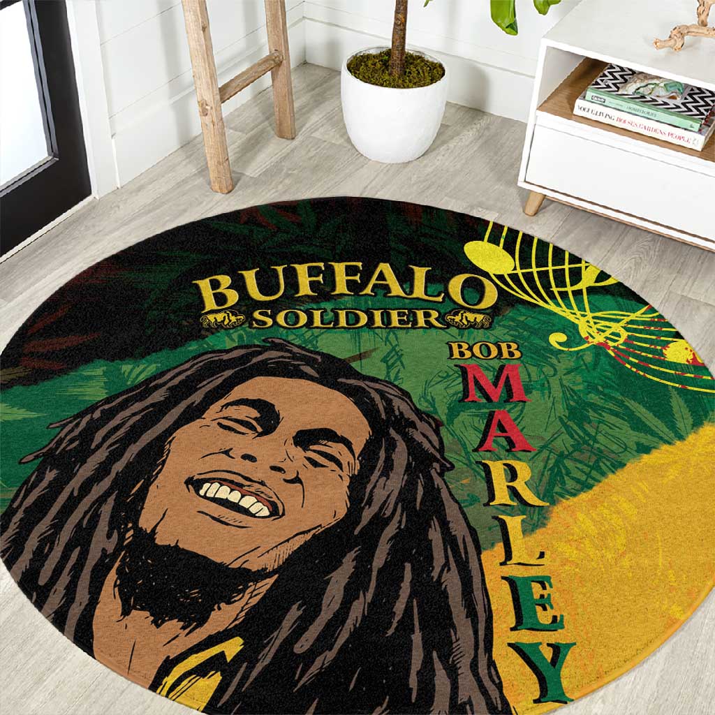 Afro Legend Bob Buffalo Soldier Round Carpet American Heroes Reggae Style