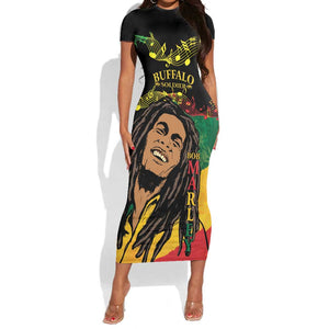 Afro Legend Bob Buffalo Soldier Short Sleeve Bodycon Dress American Heroes Reggae Style