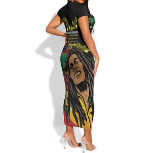 Afro Legend Bob Buffalo Soldier Short Sleeve Bodycon Dress American Heroes Reggae Style