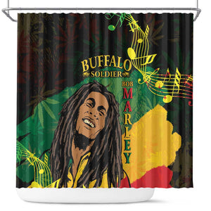 Afro Legend Bob Buffalo Soldier Shower Curtain American Heroes Reggae Style