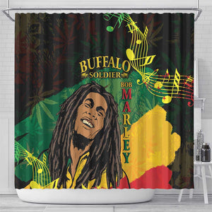 Afro Legend Bob Buffalo Soldier Shower Curtain American Heroes Reggae Style