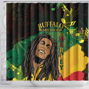 Afro Legend Bob Buffalo Soldier Shower Curtain American Heroes Reggae Style