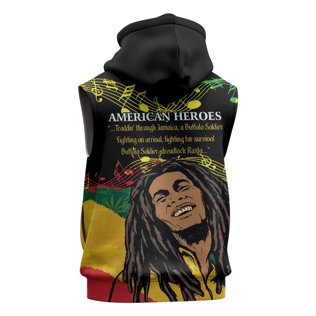 Afro Legend Bob Buffalo Soldier Sleeveless Hoodie American Heroes Reggae Style - African Pride