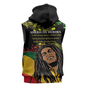 Afro Legend Bob Buffalo Soldier Sleeveless Zip Hoodie American Heroes Reggae Style - African Pride
