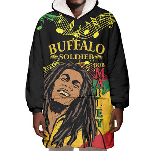 Afro Legend Bob Buffalo Soldier Wearable Blanket Hoodie American Heroes Reggae Style