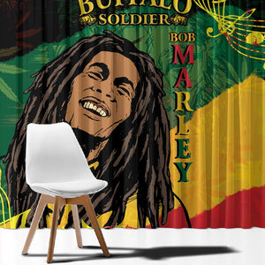 Afro Legend Bob Buffalo Soldier Window Curtain American Heroes Reggae Style