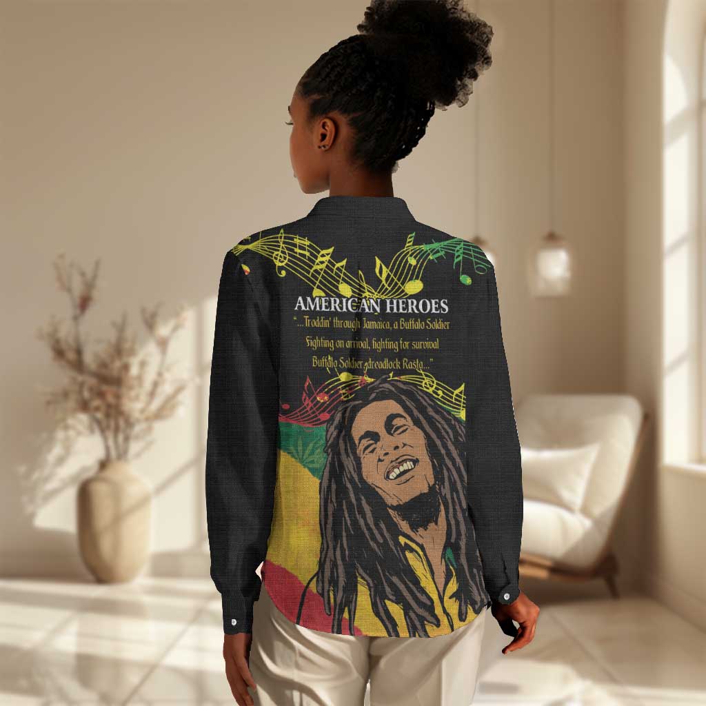 Afro Legend Bob Buffalo Soldier Women Casual Shirt American Heroes Reggae Style LT14