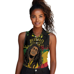 Afro Legend Bob Buffalo Soldier Women Sleeveless Polo Shirt American Heroes Reggae Style