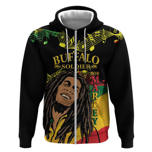 Afro Legend Bob Buffalo Soldier Zip Hoodie American Heroes Reggae Style