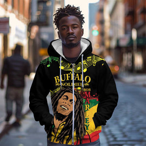 Afro Legend Bob Buffalo Soldier Zip Hoodie American Heroes Reggae Style